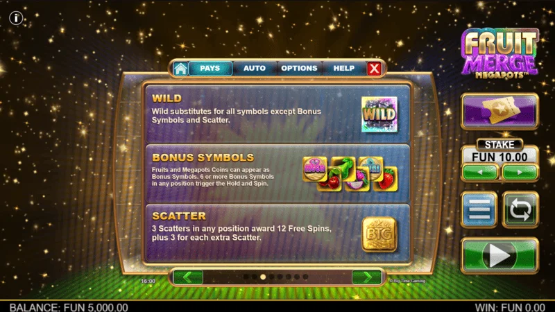 Fruit Merge Megapots - symbol and gem grid